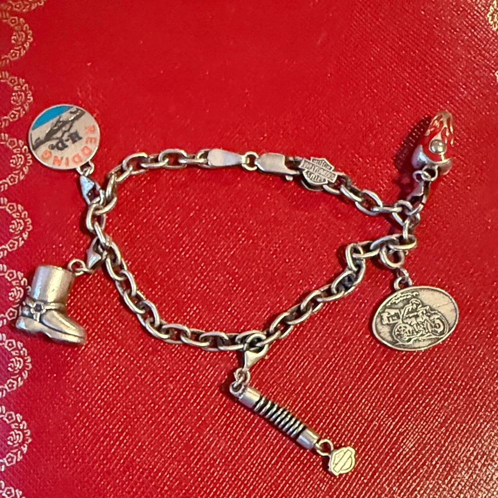Harley-Davidson Sterling Silver Motorcycle Charm Bracelet